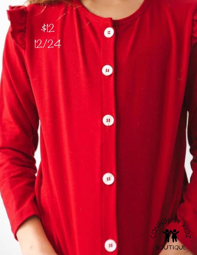 Red Ruffle Cardigan