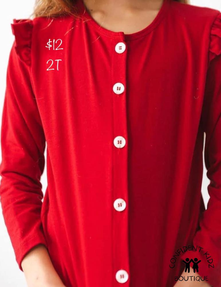 Red Ruffle Cardigan