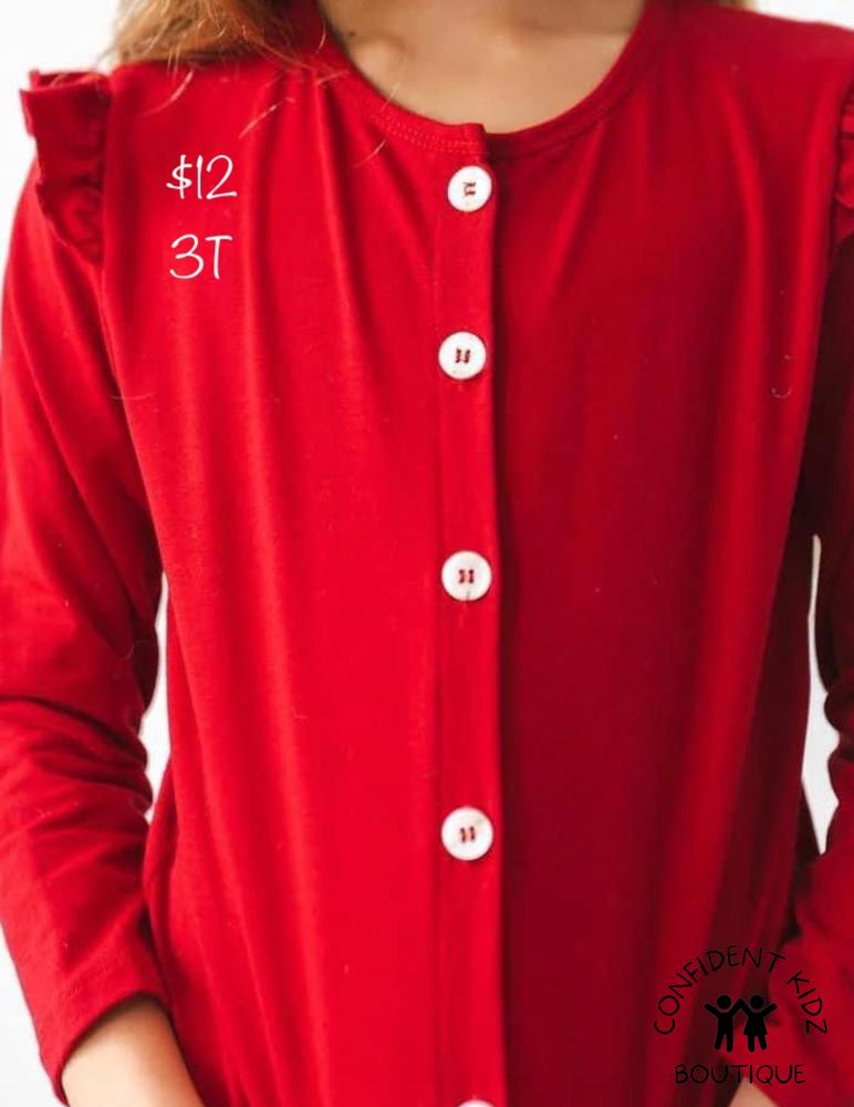 Red Ruffle Cardigan