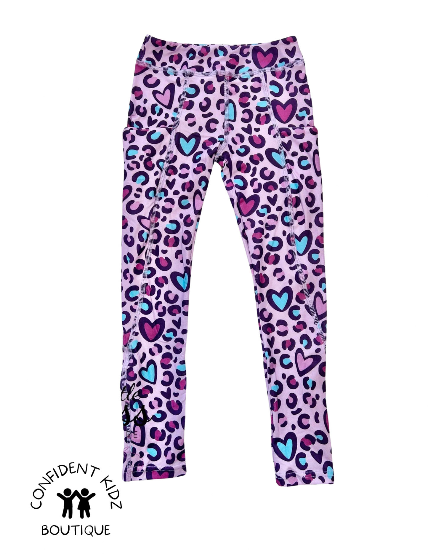 Purple Leopard Heart Leggings