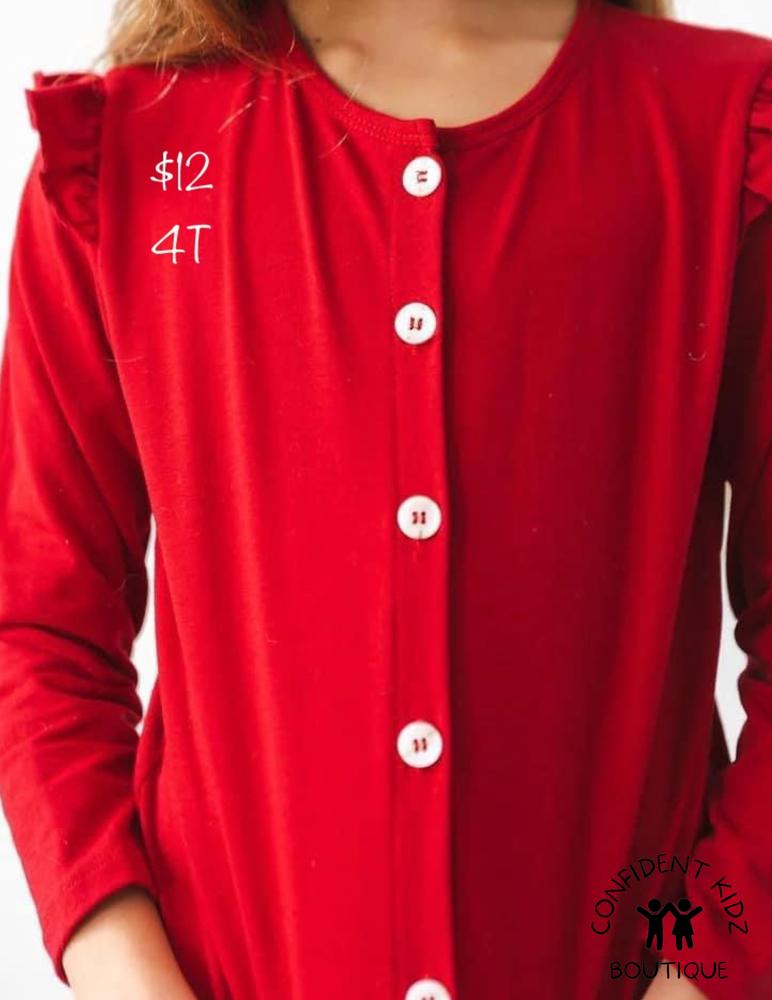 Red Ruffle Cardigan