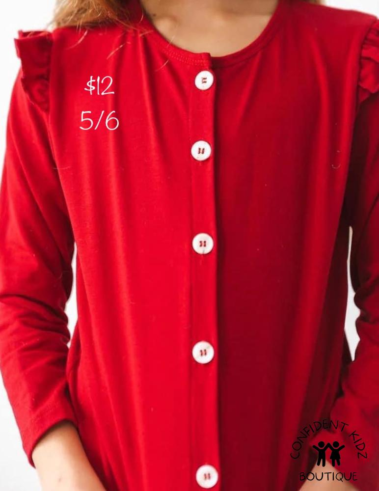Red Ruffle Cardigan