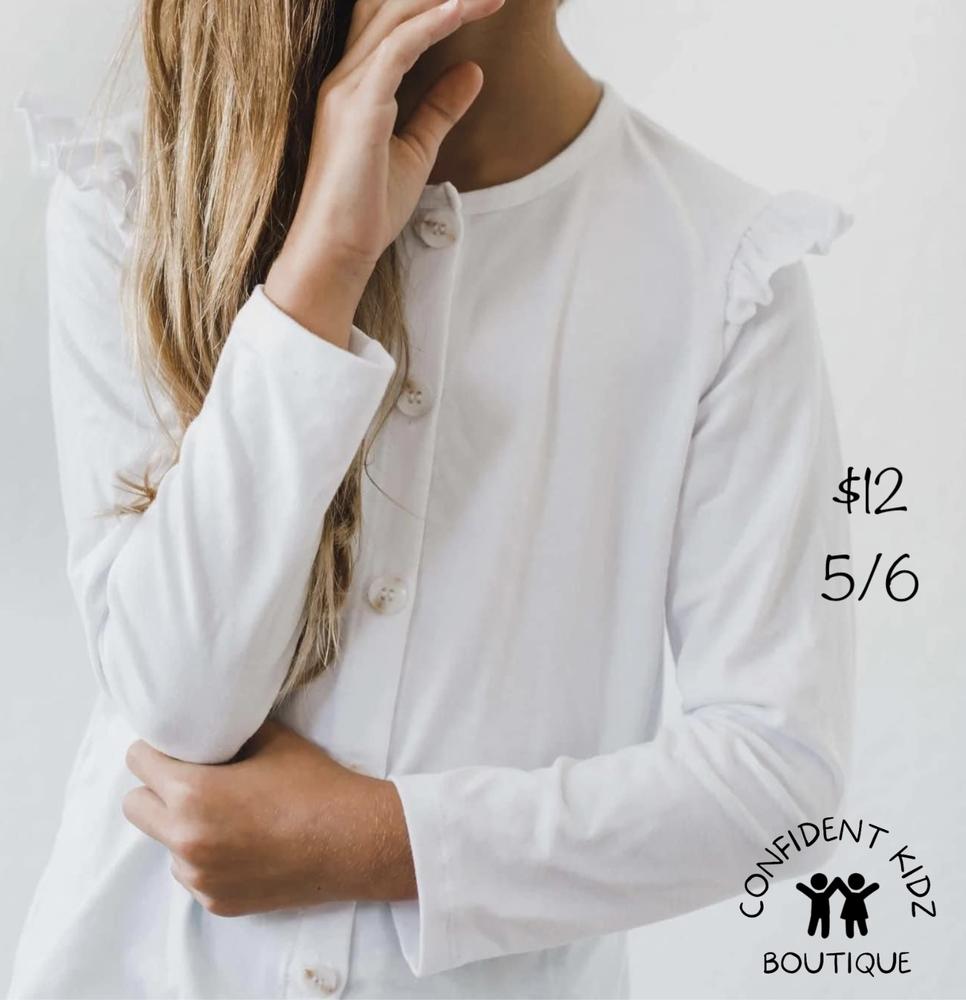 White Ruffle Cardigan