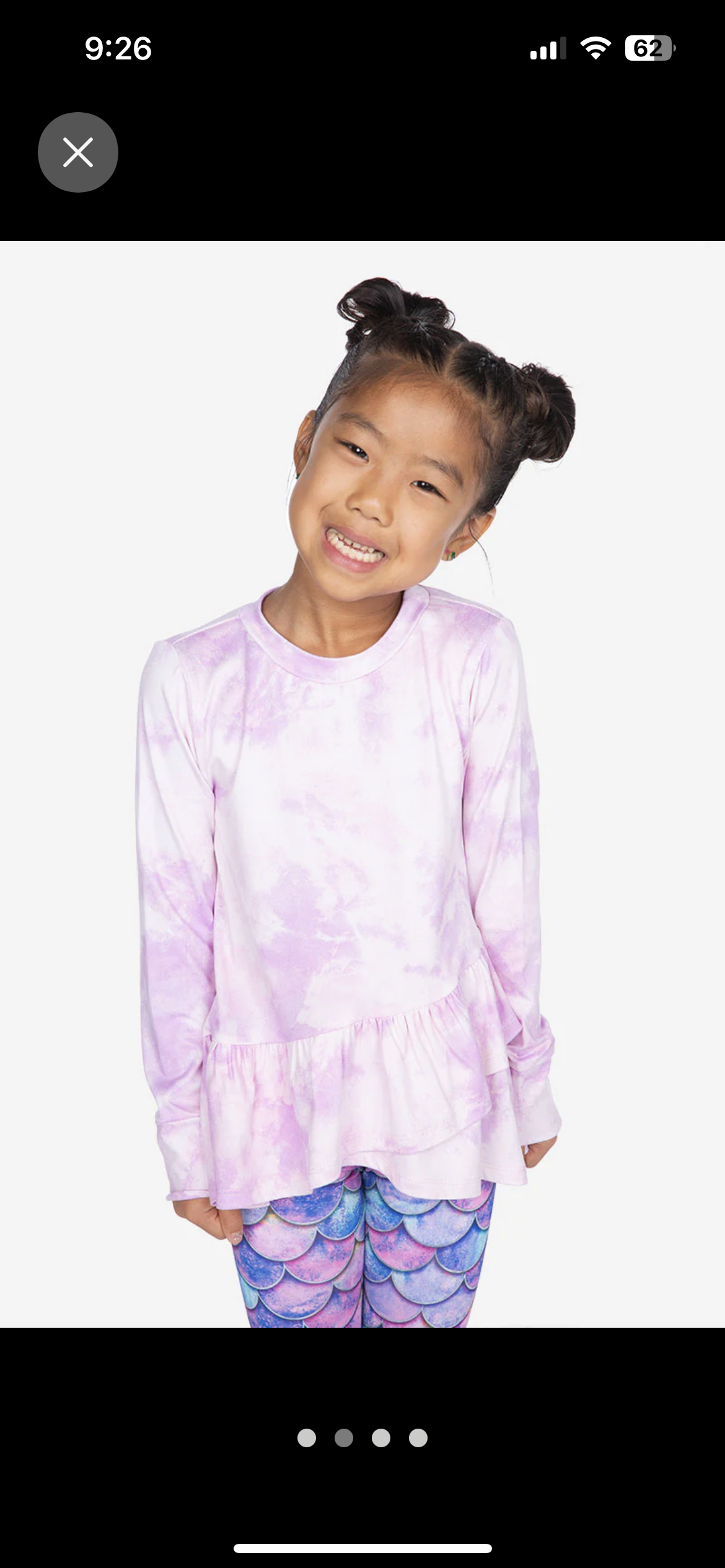 Simply Soft Long Sleeve Asymmetrical Ruffle Hem Top - Lavender Tie Dye
