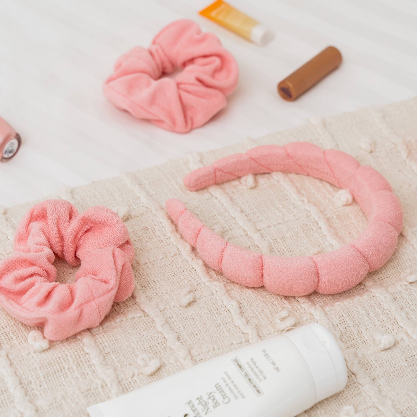 Puffy Terry Cloth Padded Spa Headband with Scrunchies