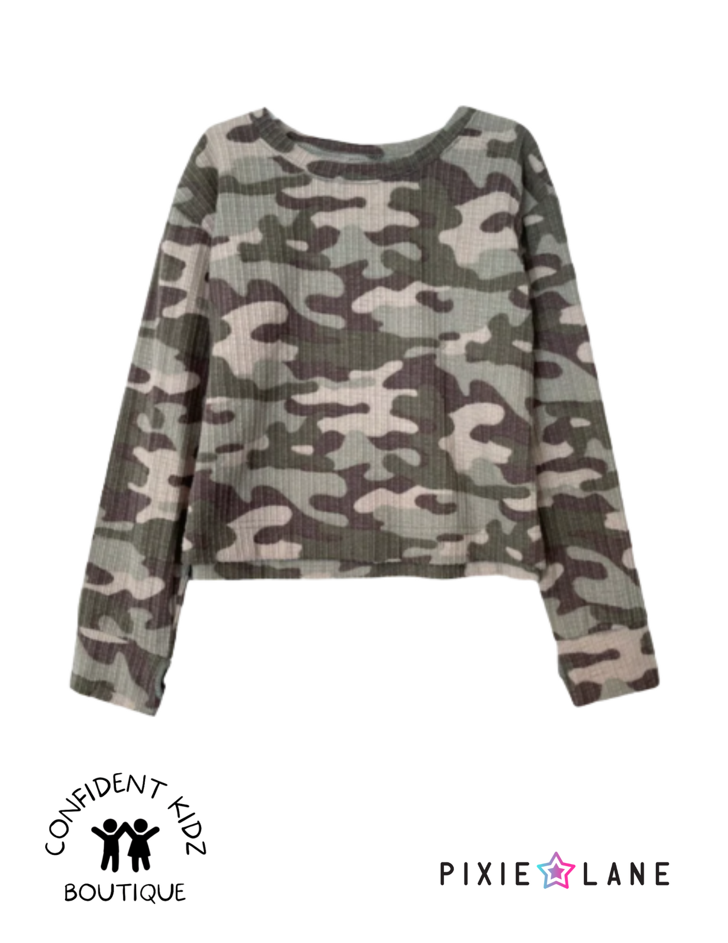 Skimmer Crew Top with Thumbholes - Camo