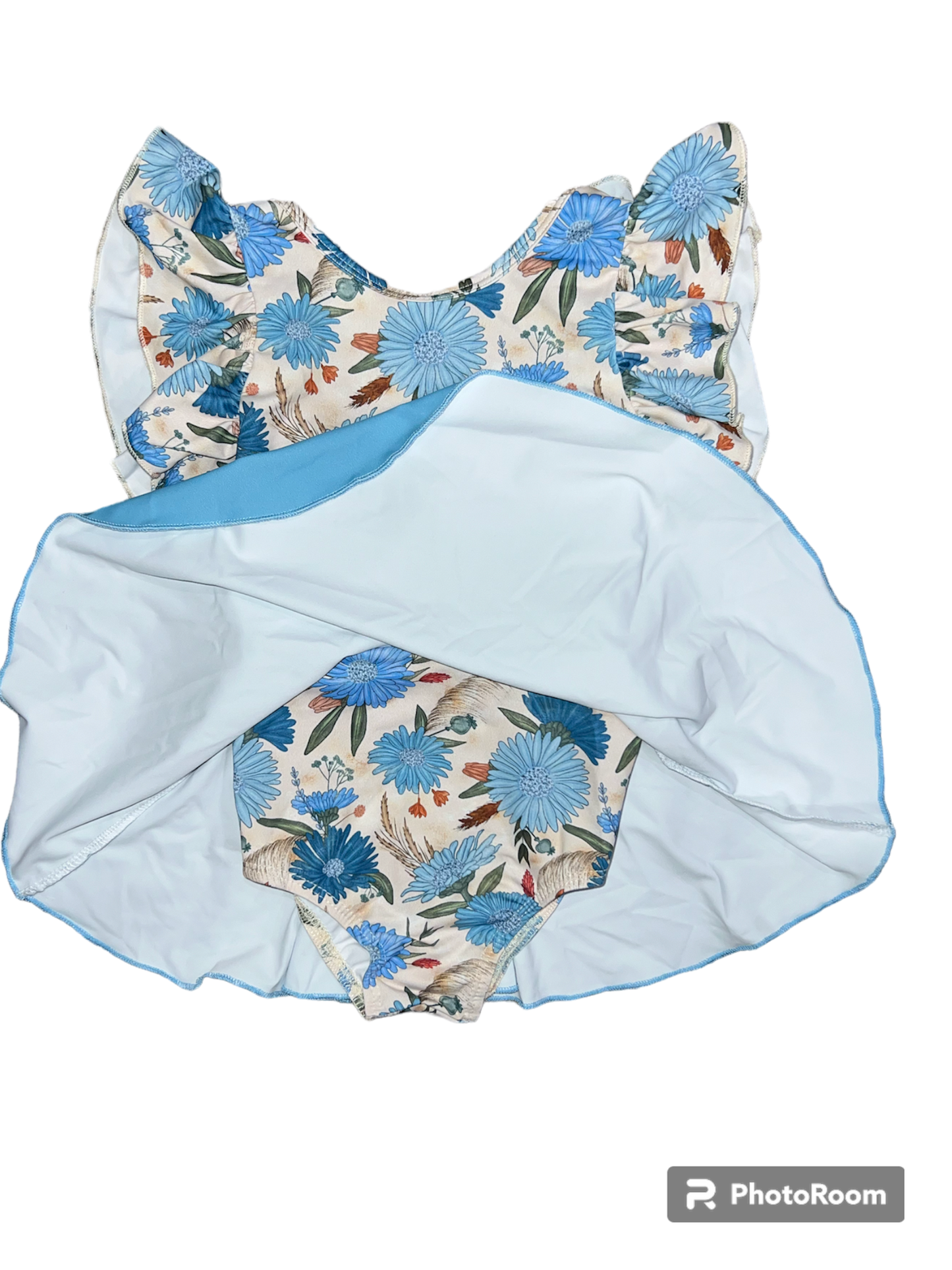 Blue Floral Skirt Leotard