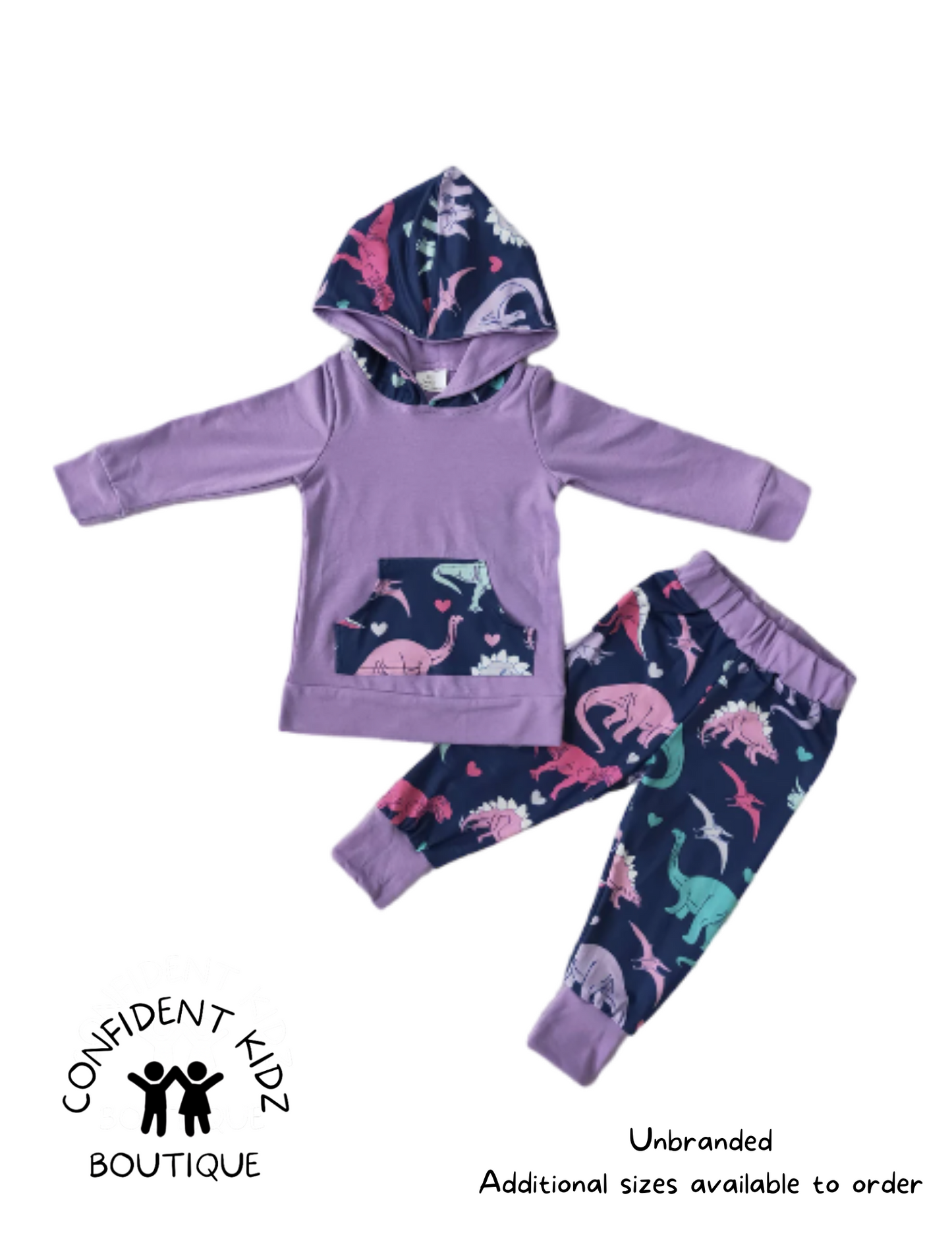 Purple Dino Hoodie and Jogger Set