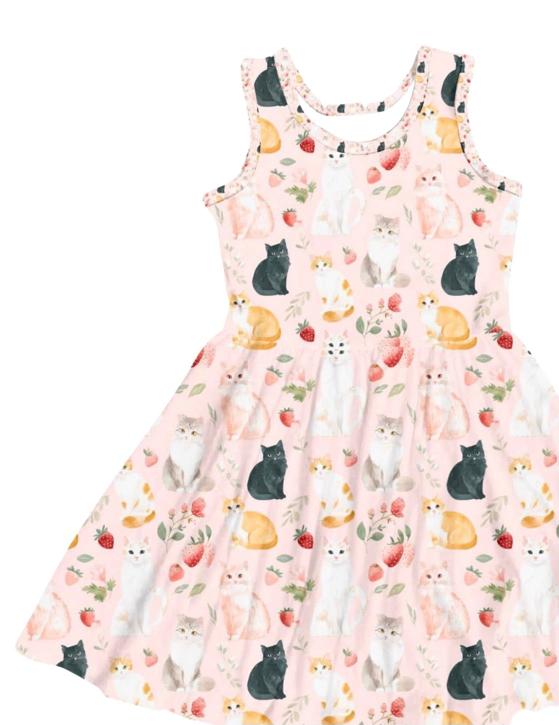 Cat strawberry tank dress