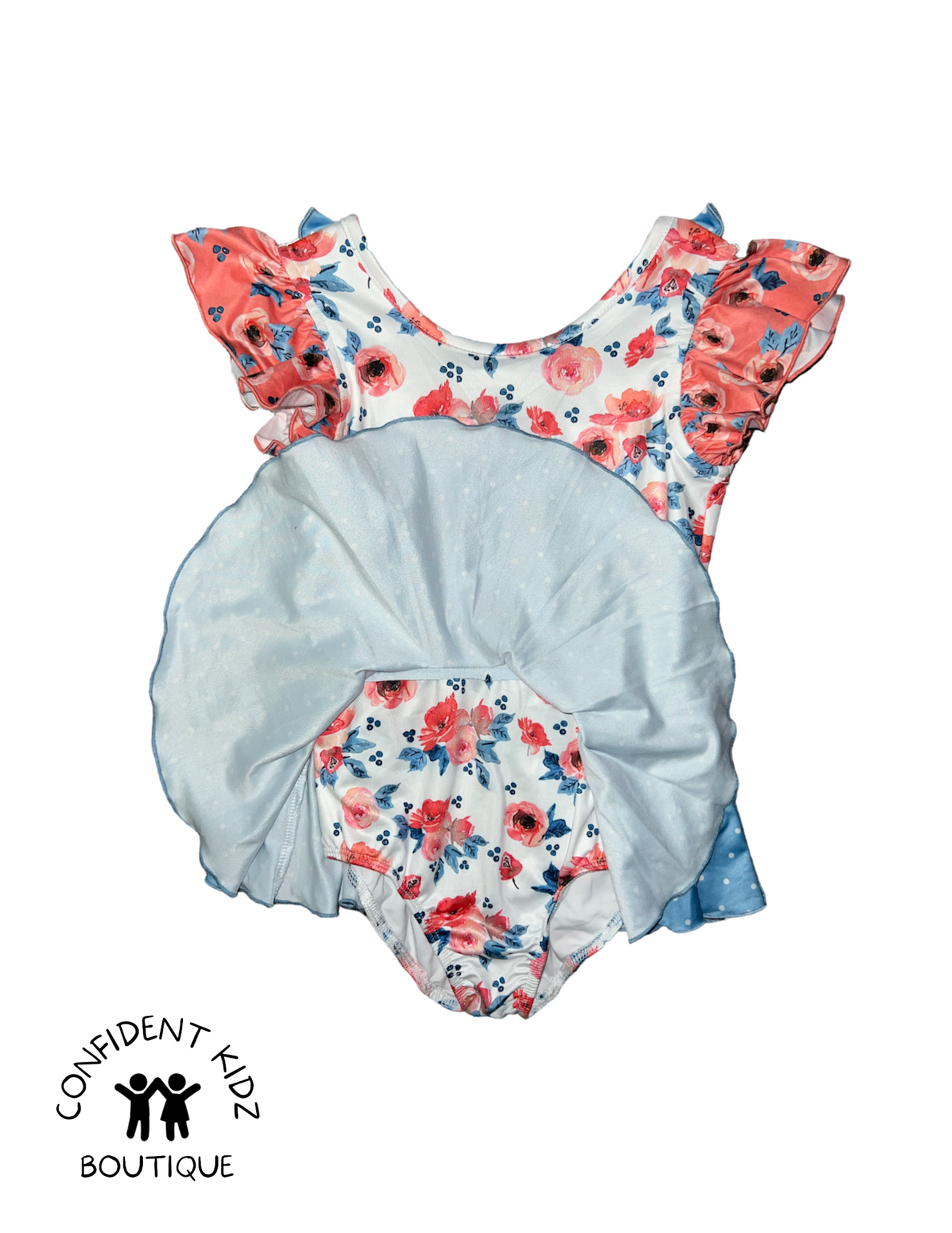 Pink/Blue Floral Skirt Leotard