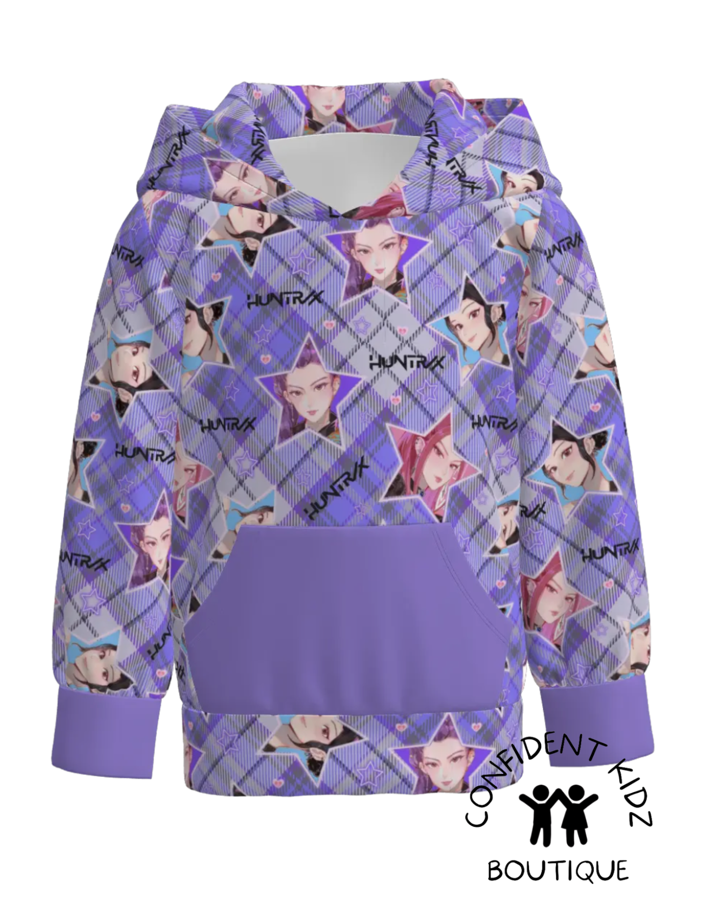 K - P 0 P Plaid Stars Hooded Long Sleeve Shirt