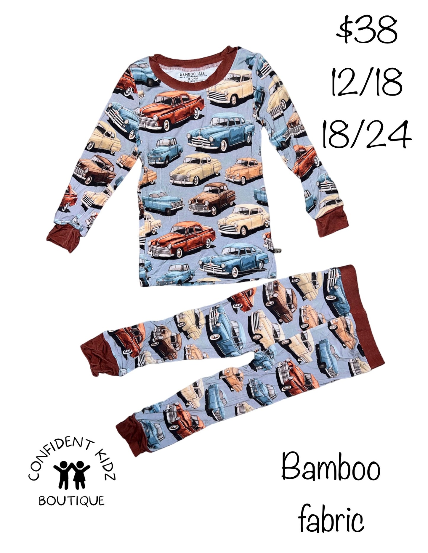 Vintage Cars Bamboo Long Sleeve Pant Lounge Set