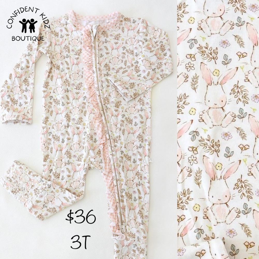Bunny Bamboo Ruffled Zippy Romper