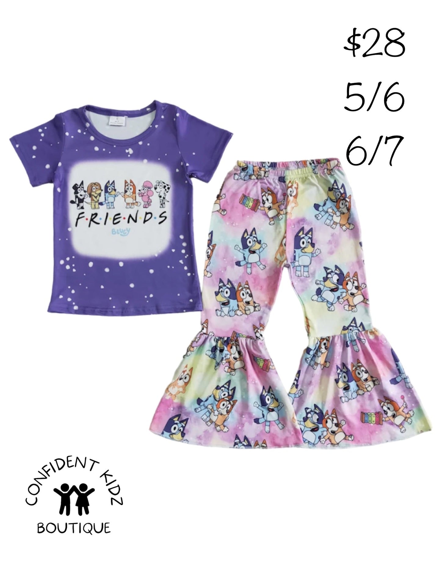 Friends Blue Pups Shirt and Bell Pants Set