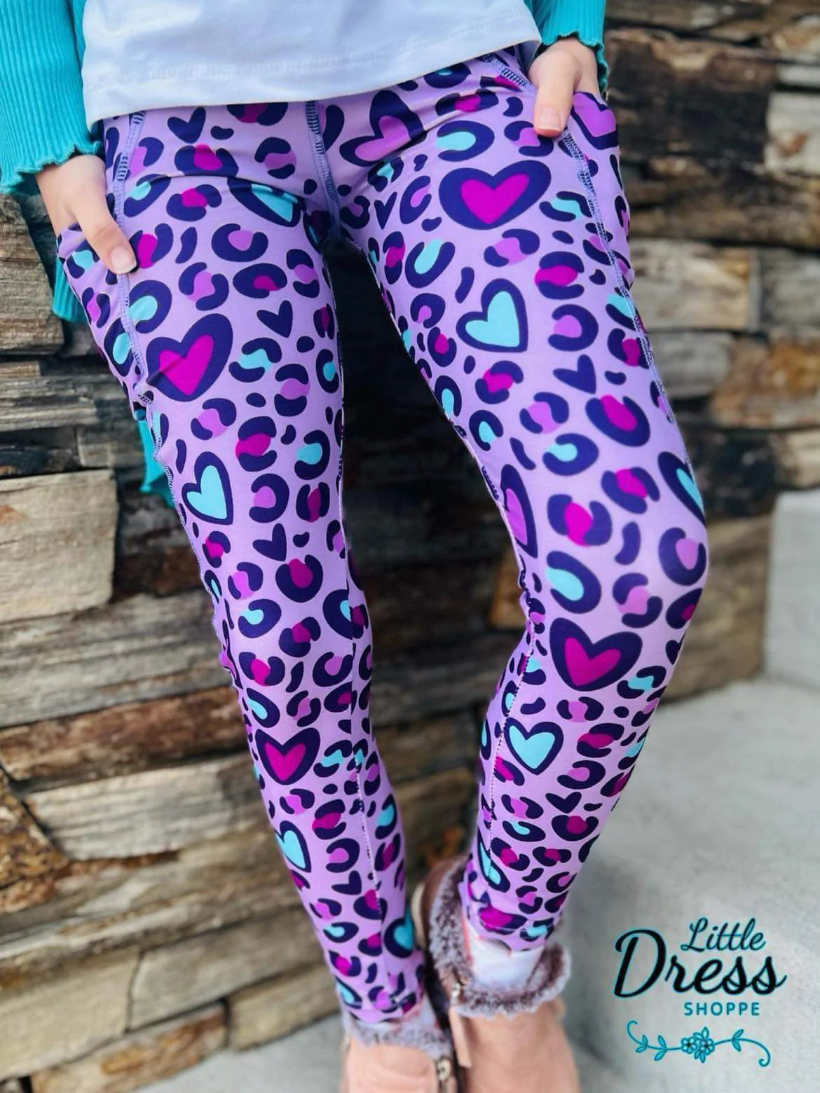 Purple Leopard Heart Leggings