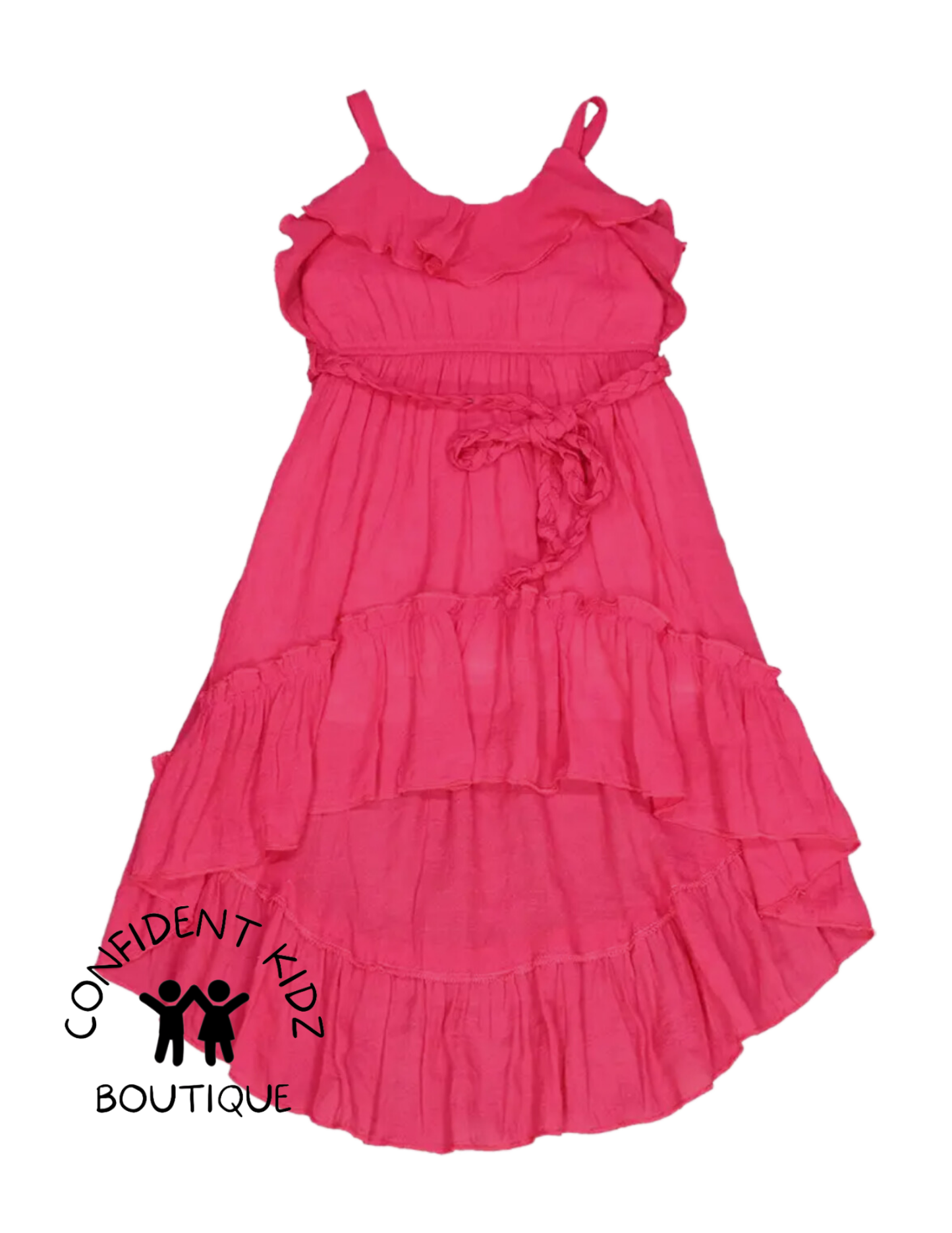 Hi-low pink ruffle dress