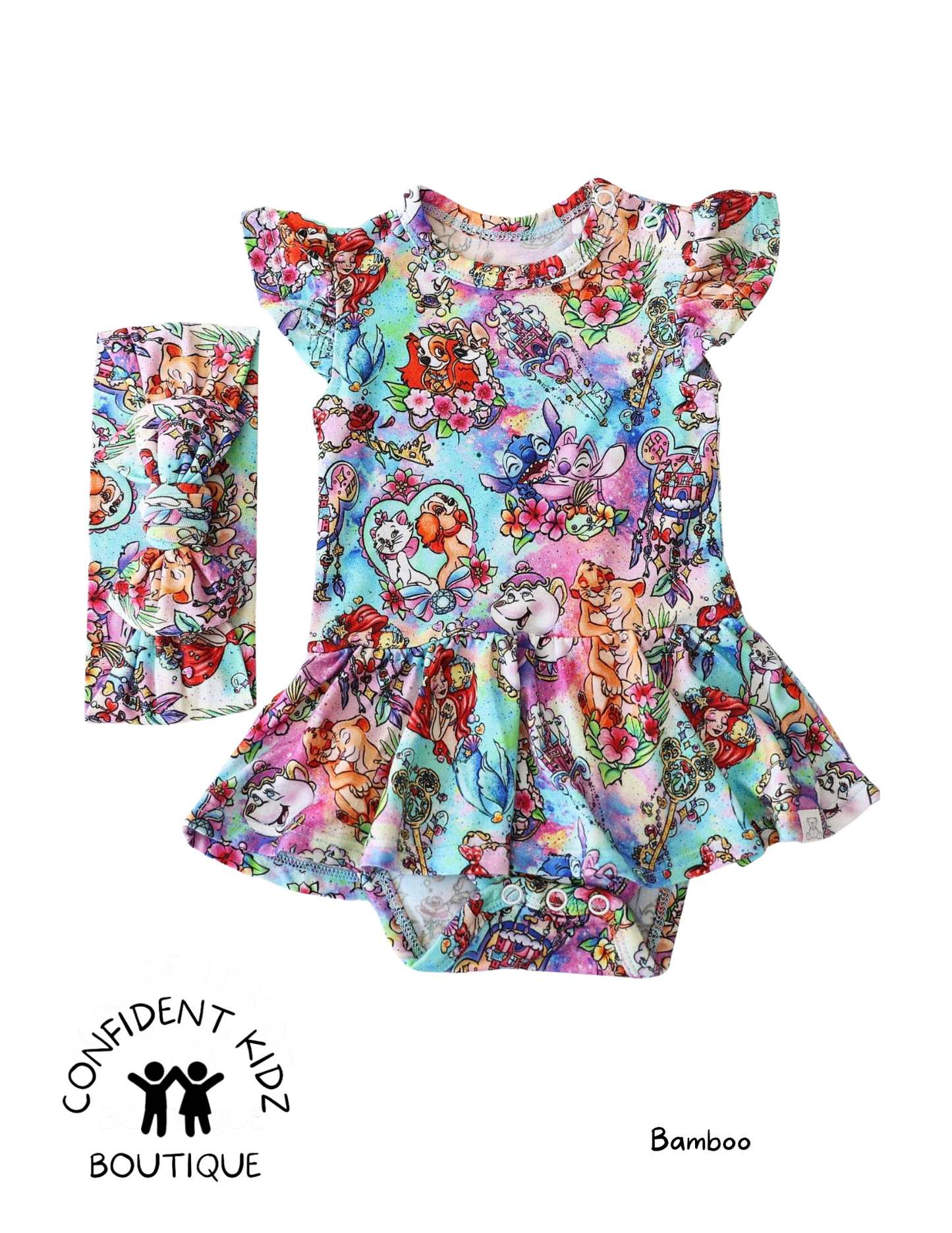 Best Friends Twirl Onesie Bamboo Dress with Headband