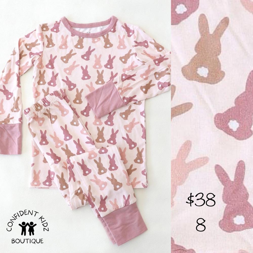 Pink Bunny Bamboo Long Sleeve Pant Lounge Set