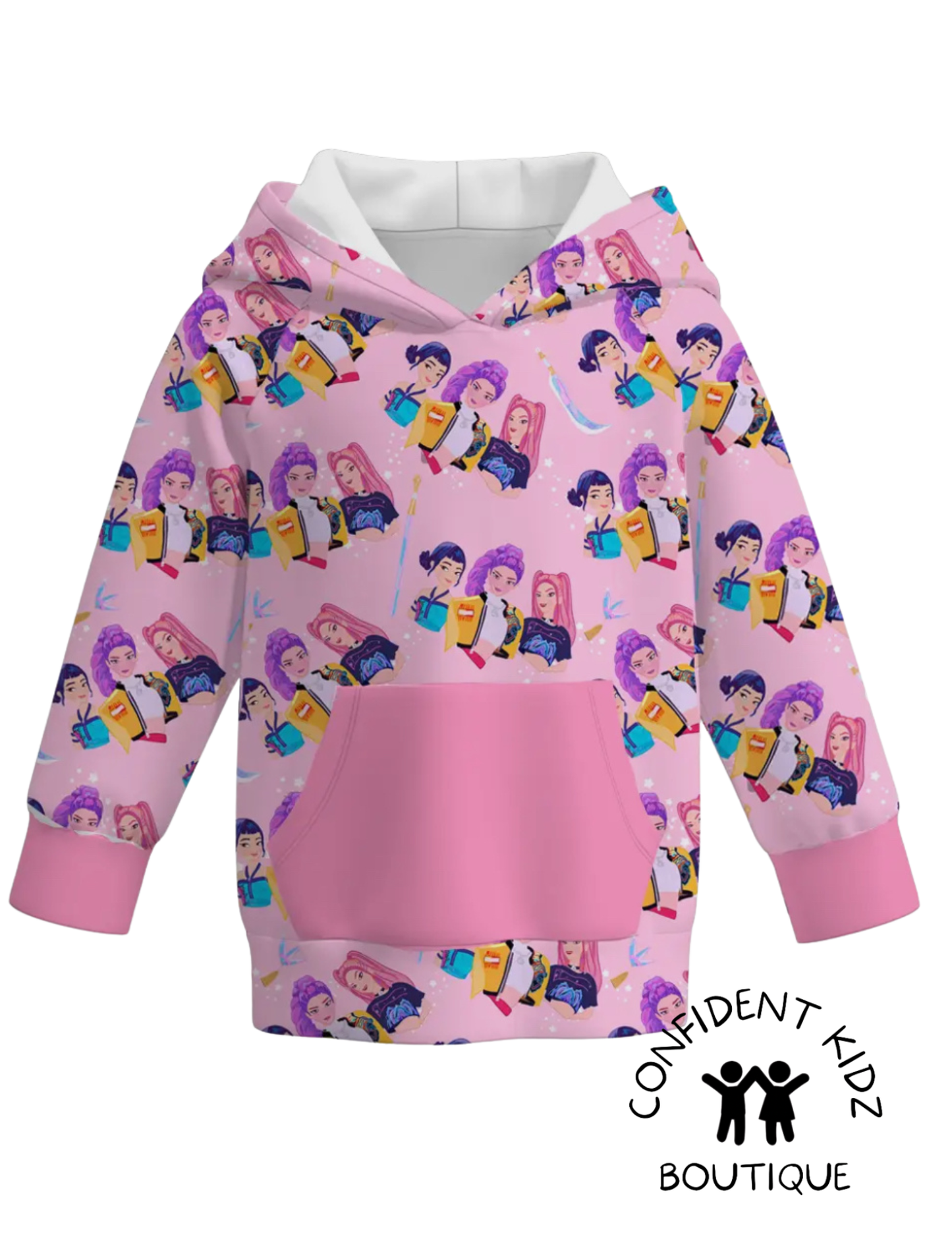 K - P 0 P Pink Trio Hooded Long Sleeve Shirt