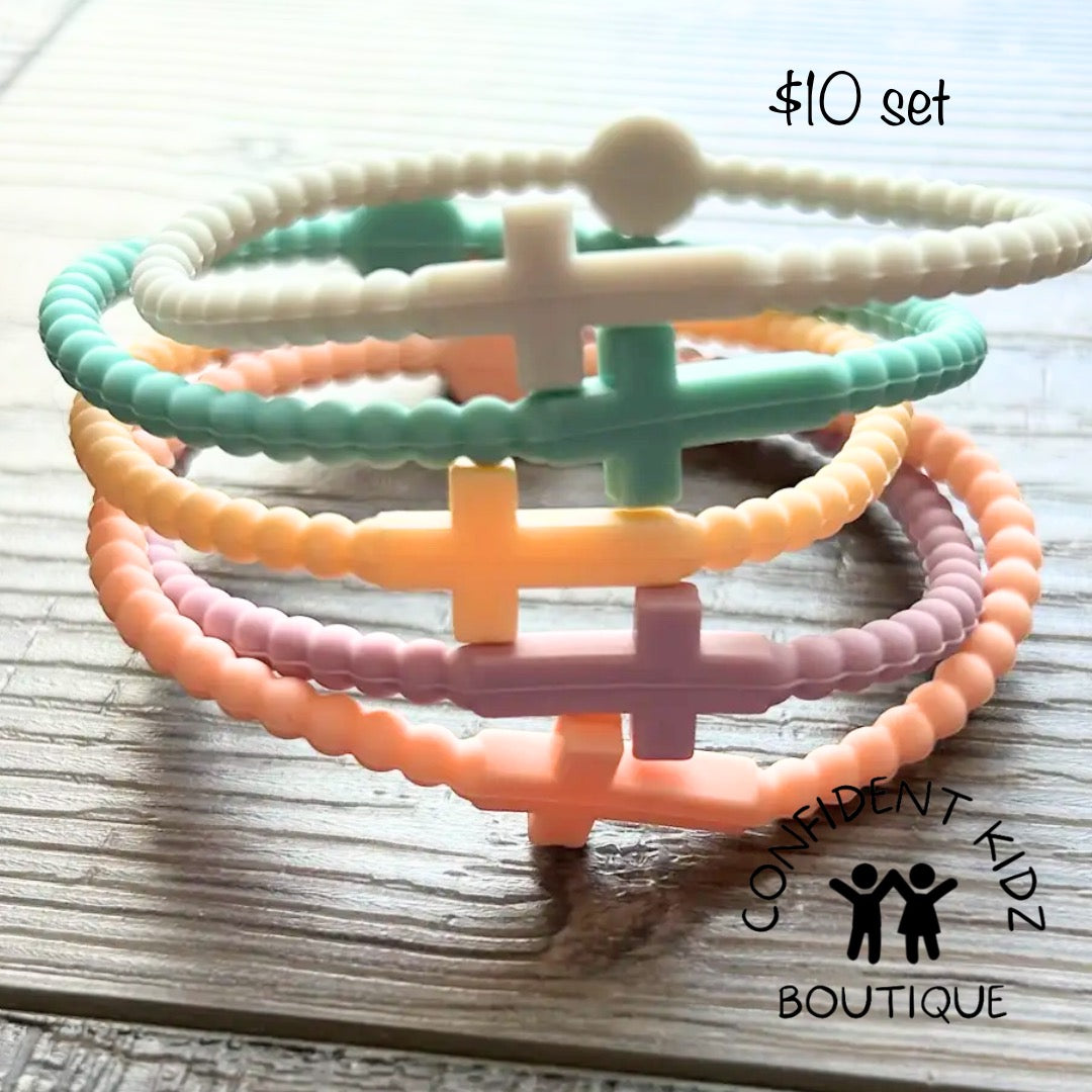Silicone Cross Bracelet Set of 5