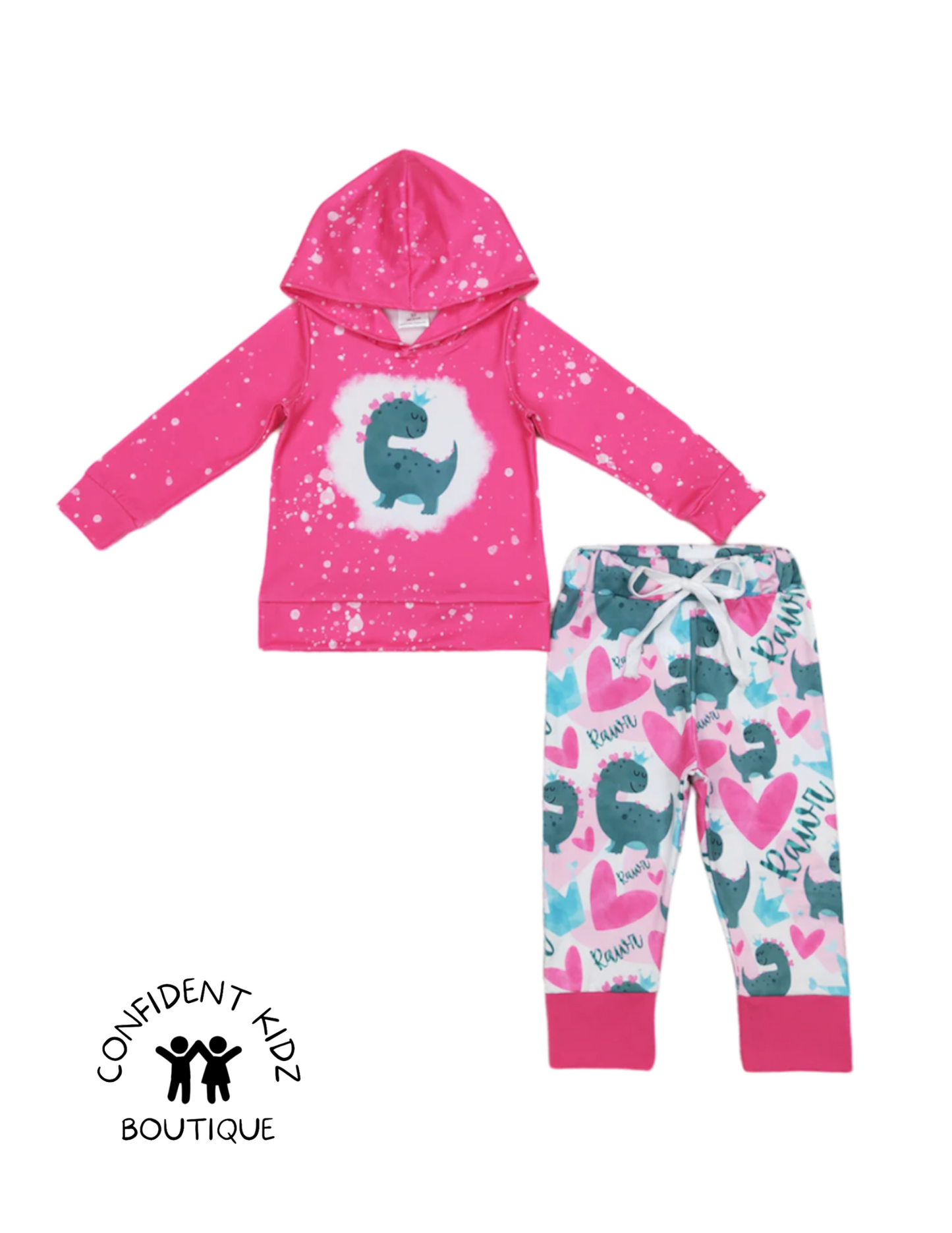 Hearts Dino Hoodie and Pants Set