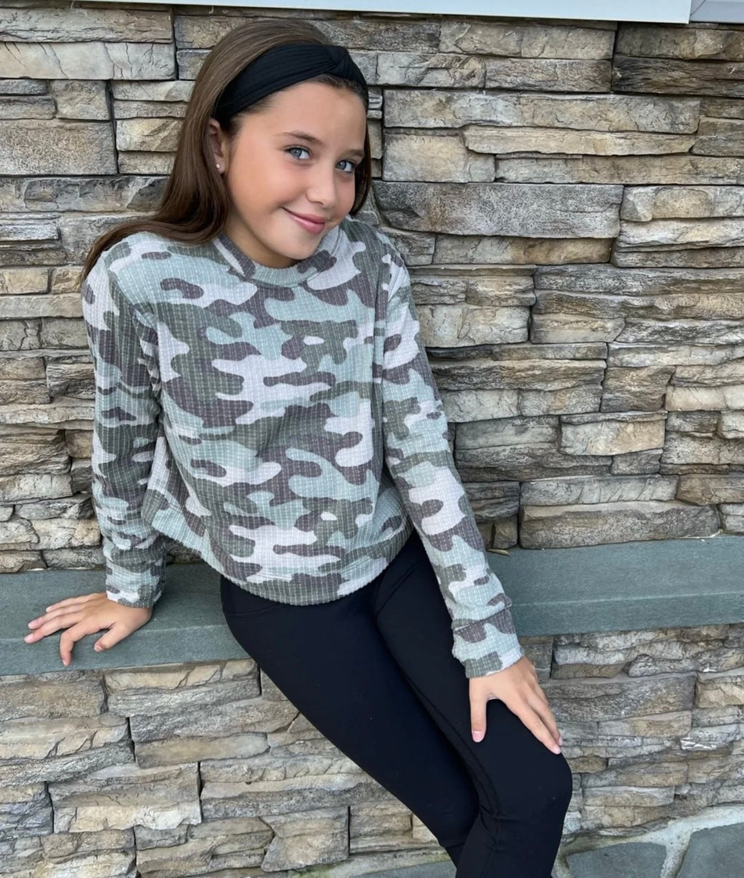 Skimmer Crew Top with Thumbholes - Camo