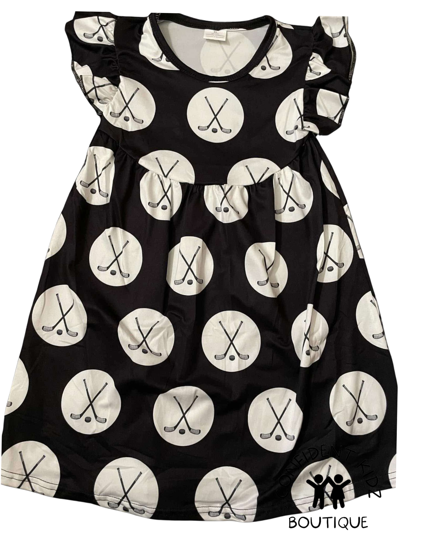 Hockey flutter sleeve dress