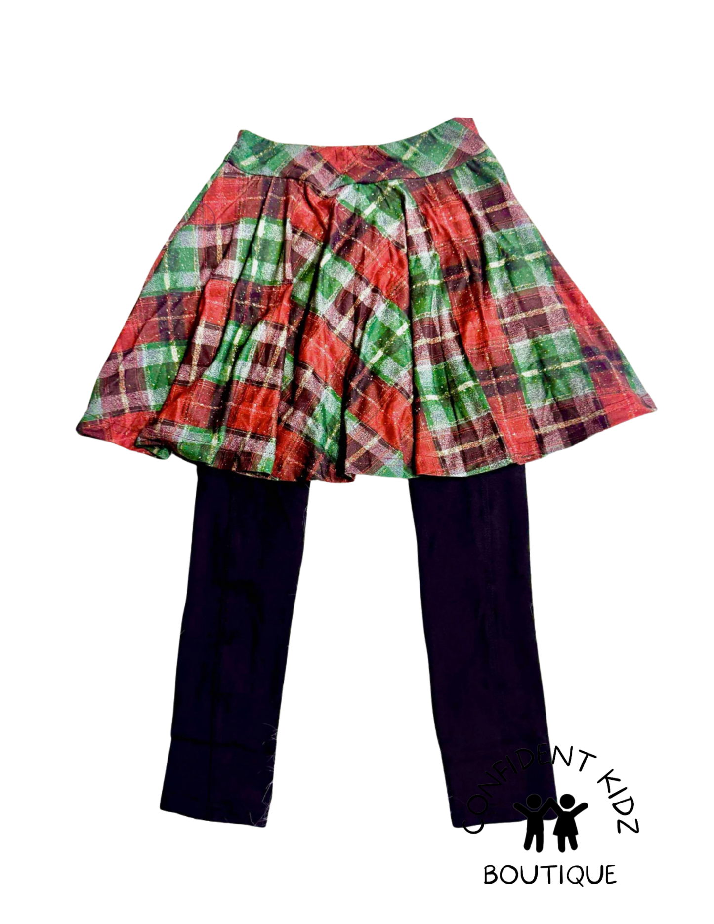 Holiday Plaid Skirted Leggings