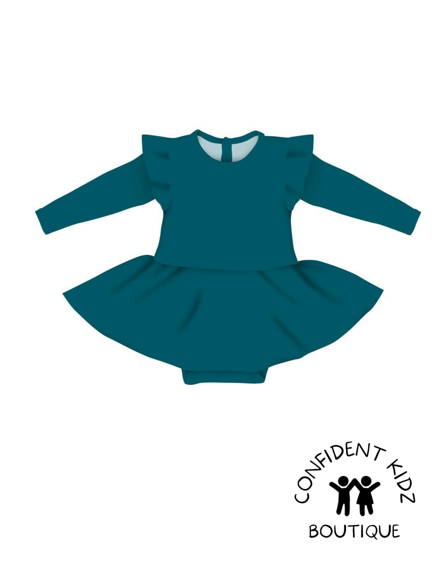 Marina Teal Twirl Onesie Bamboo Dress