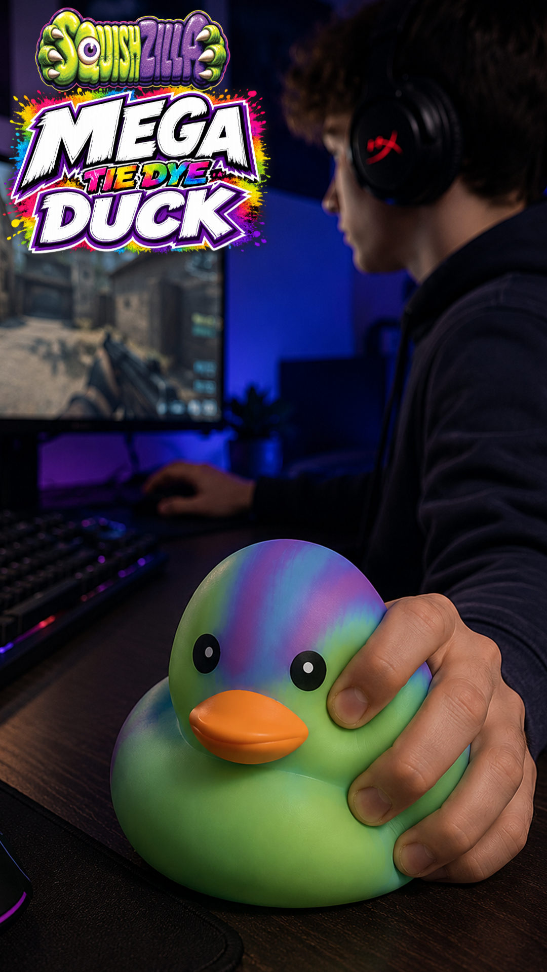 Fun Doh Squishy Tie Dye Duck Toy