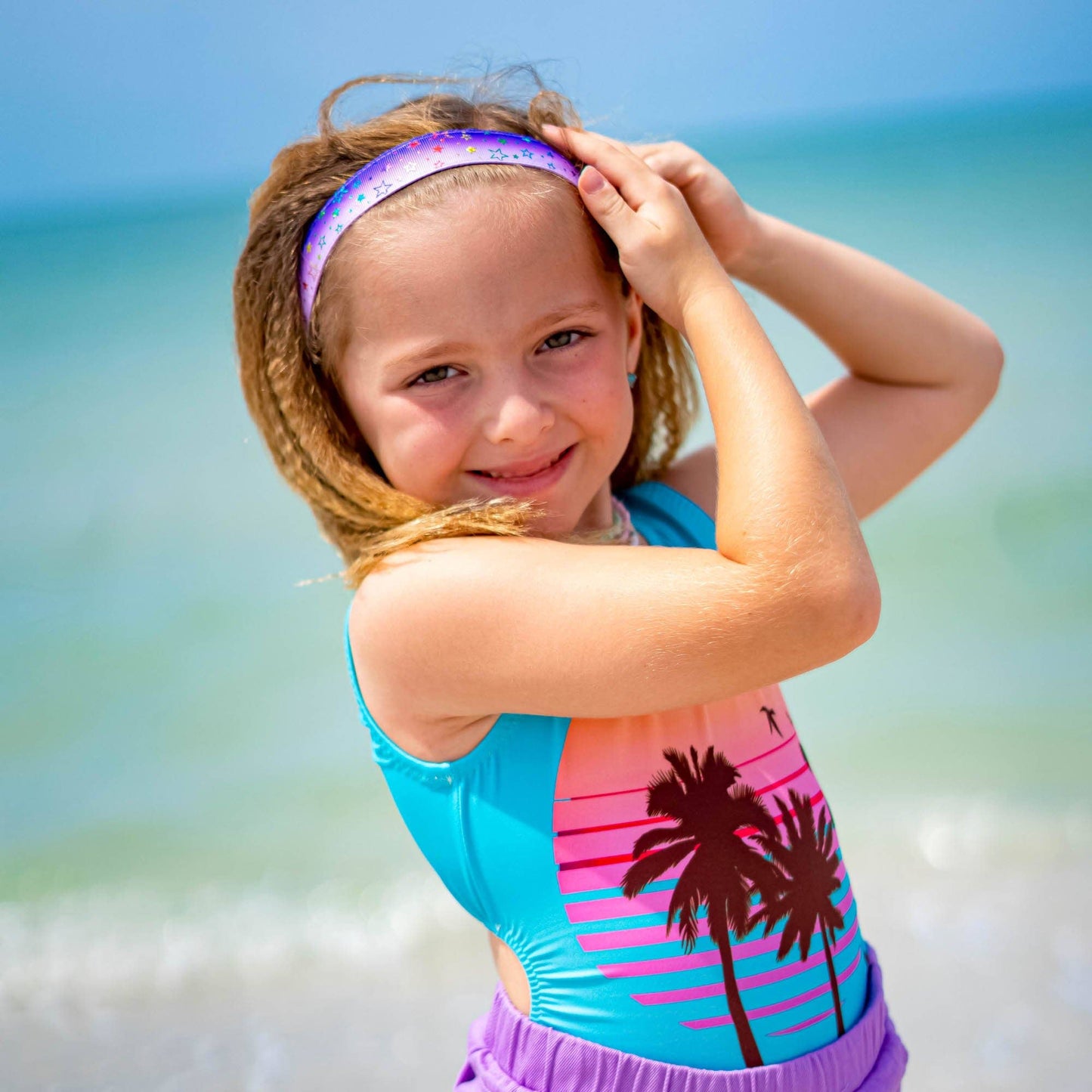 Adjustable No Slip Metallic Print Headband - Stars