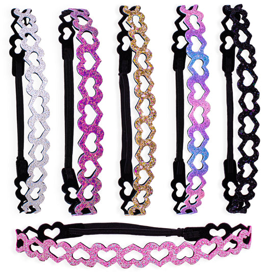 Adjustable No Slip Glitter Heart Headbands