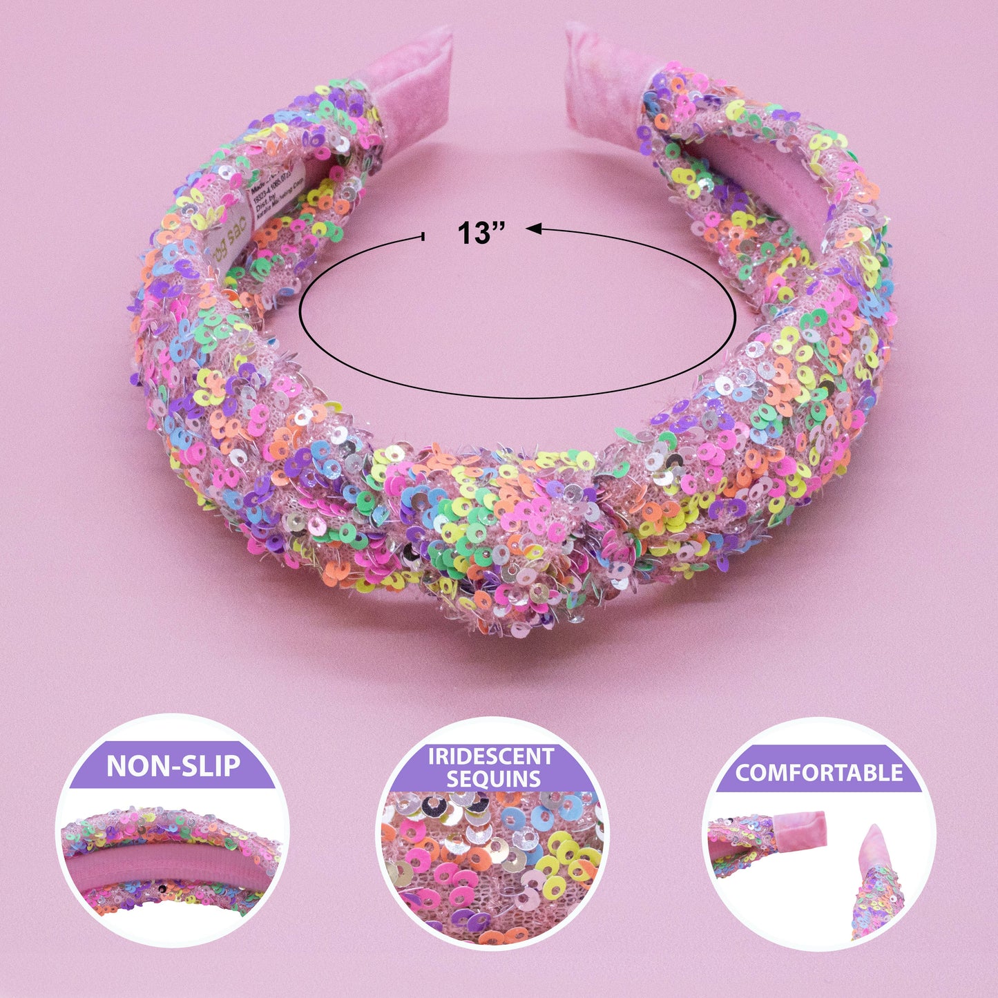 Kids Knot Headband - Rainbow Sequin Knotted Hair Accessories