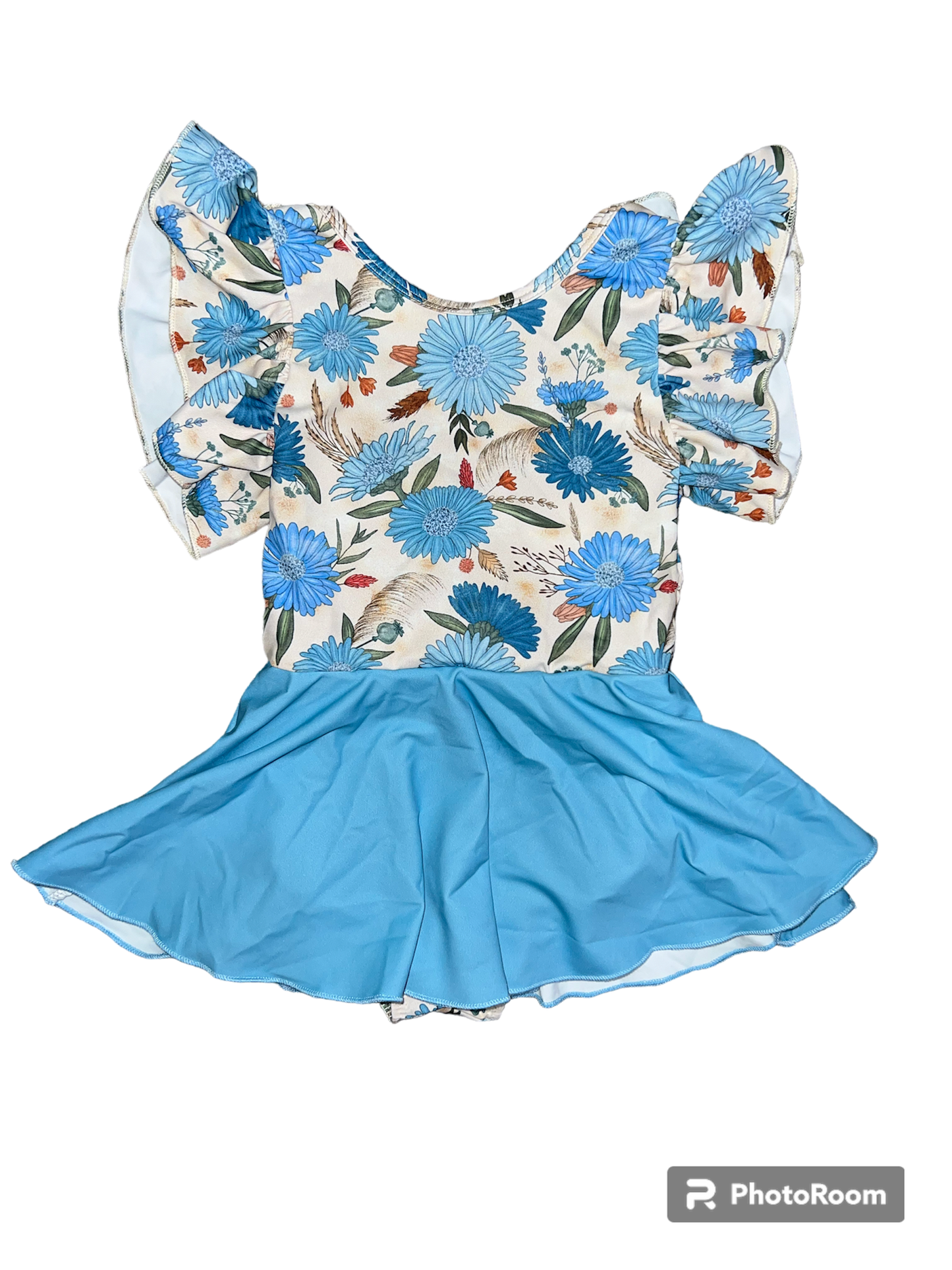 Blue Floral Skirt Leotard