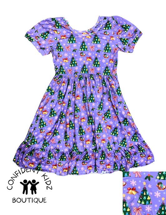 Princess Trees Puff Sleeve Dress