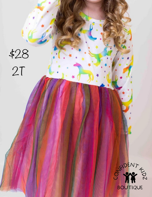 Unicorn Rainbow Tulle Dress