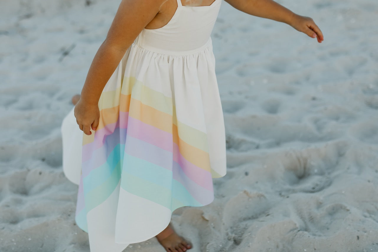 Pastel Rainbow Hi-Lo Frills Dress