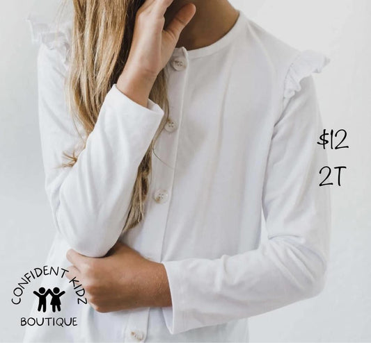 White Ruffle Cardigan