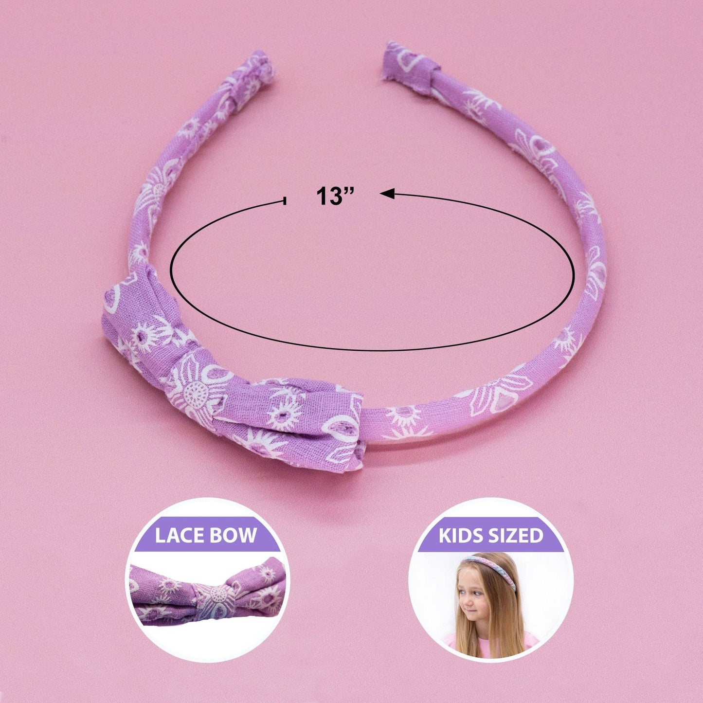 Thin Bow Headband - Eyelet Lace