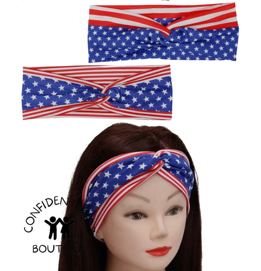 USA Flag American Patriotic Twisted  Head wrap