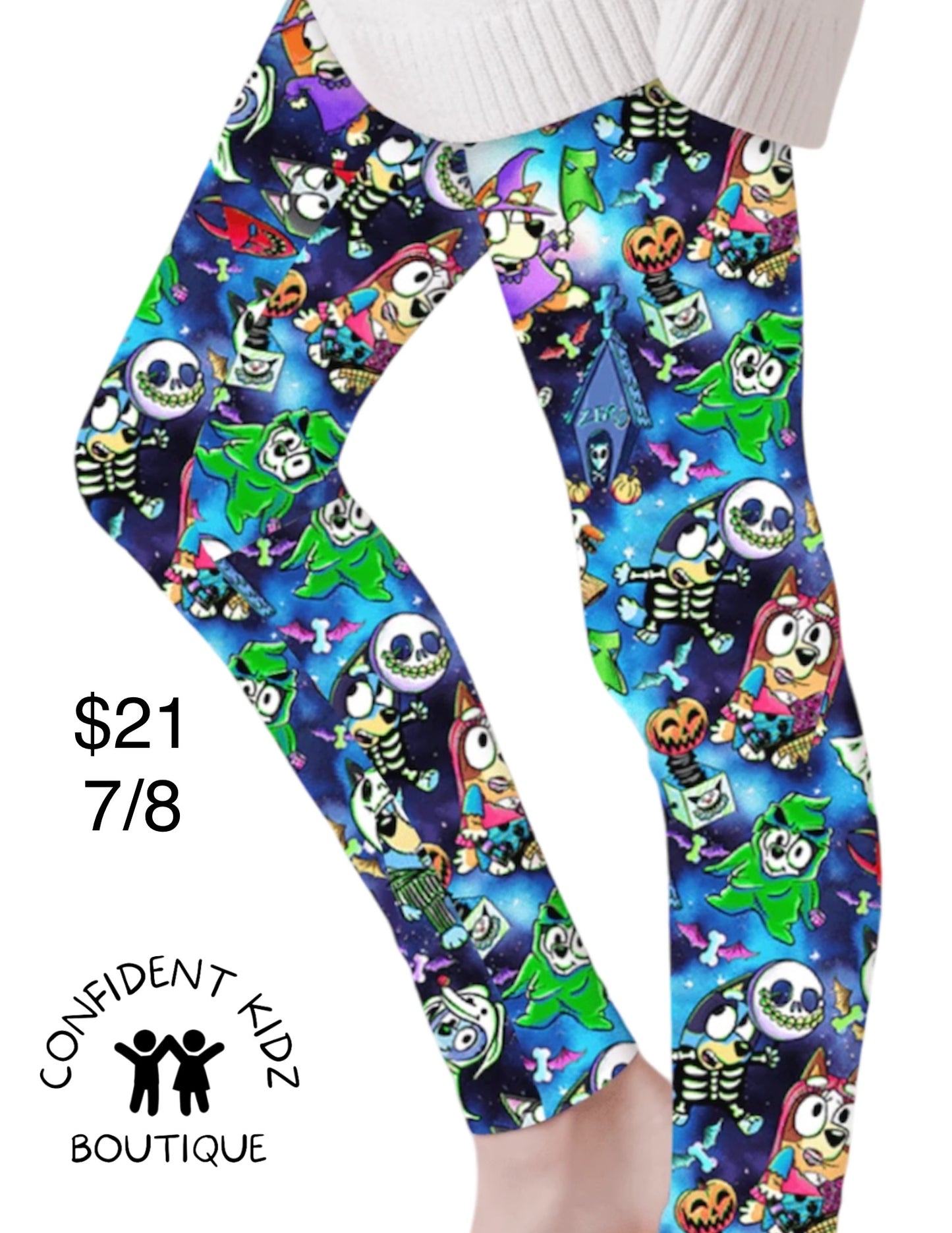 Skelly Blue Pup Halloween Leggings