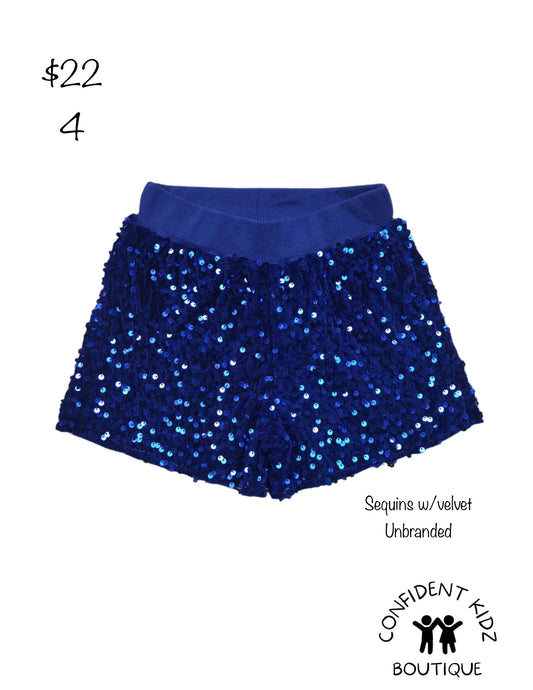 Blue Sequin Shorts