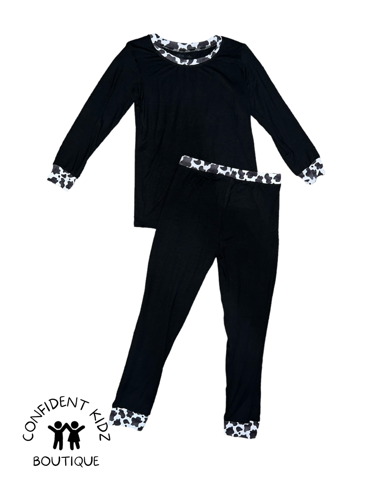 Cow Trim Bamboo Long Sleeve / Pant Lounge Set