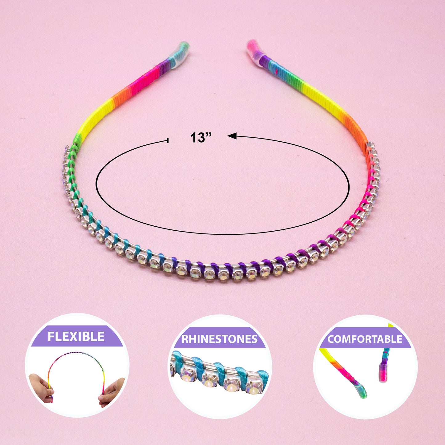 Thin Rhinestone Headbands for Kids Girls