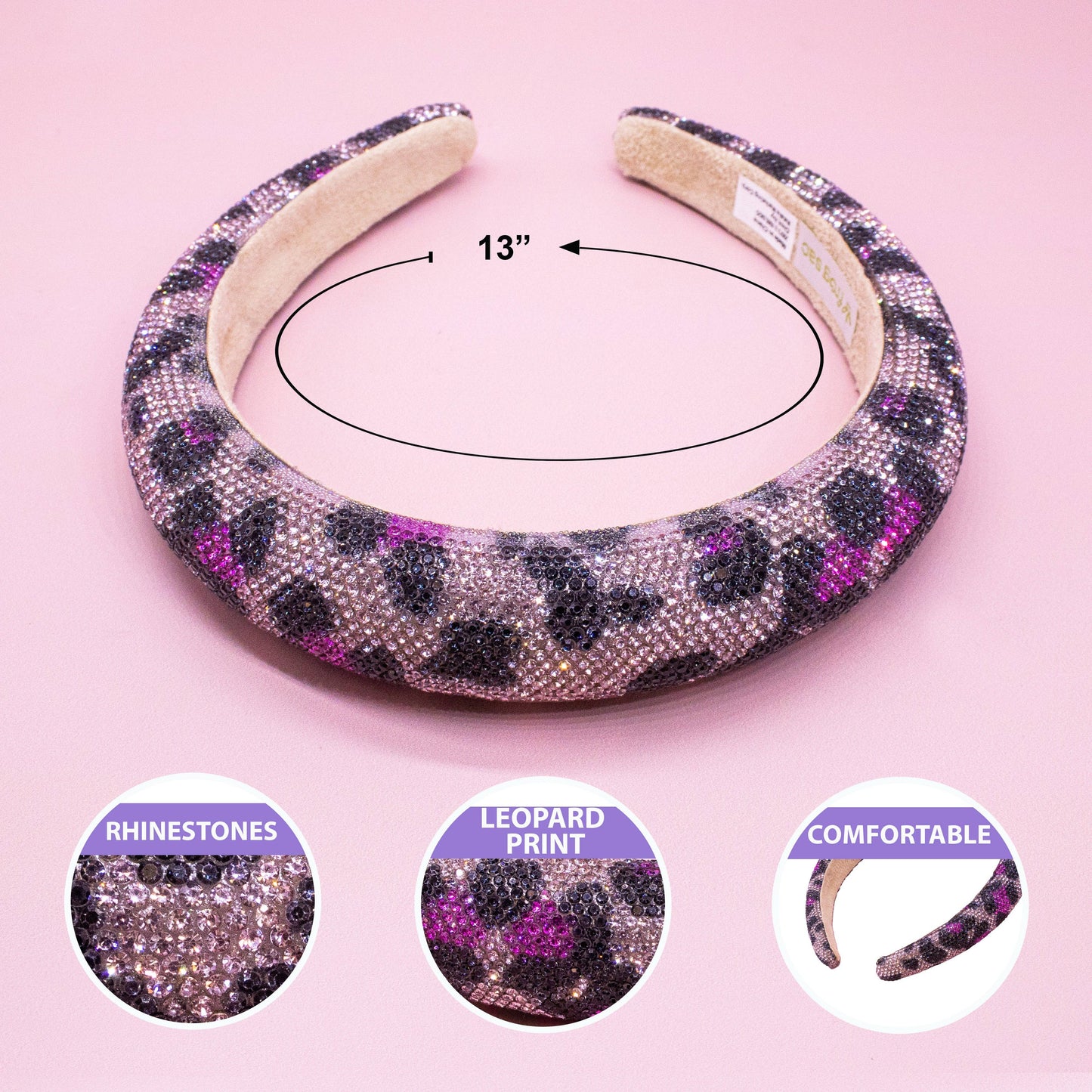 Rhinestone Headband - Kids Leopard Animal Print