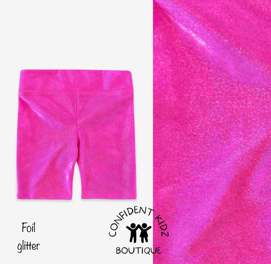 Pink Glitter Biker Shorts