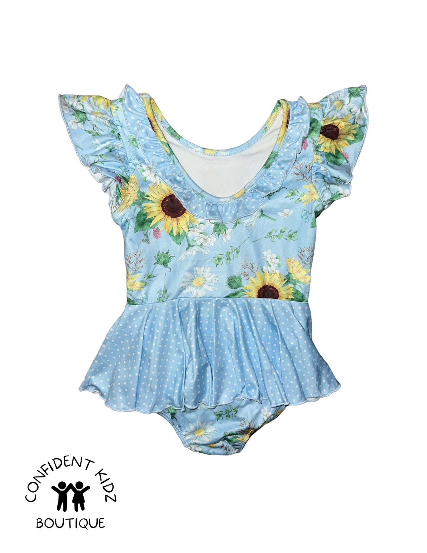 Blue Sunflower Skirt Leotard