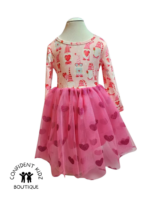 Gnome Hearts Tulle Dress