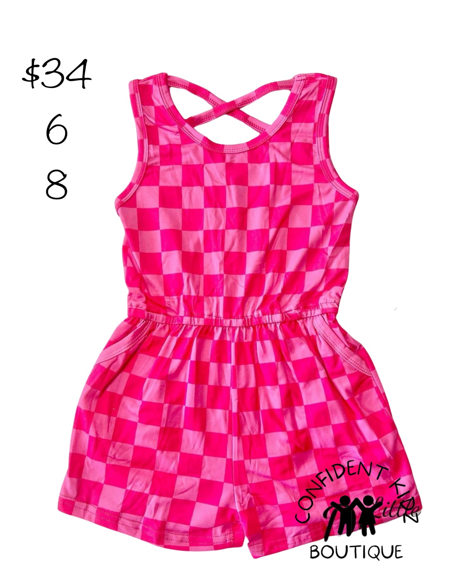 Pink Checkers Romper