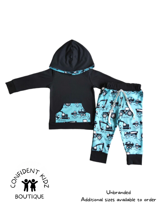 Construction Trucks Hoodie and Jogger Set